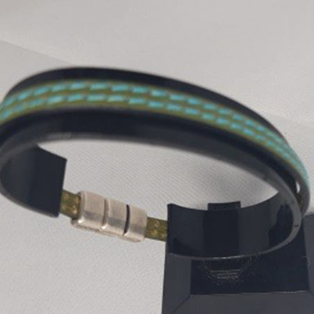 BRACELET HOMME CUIR VERT ET...