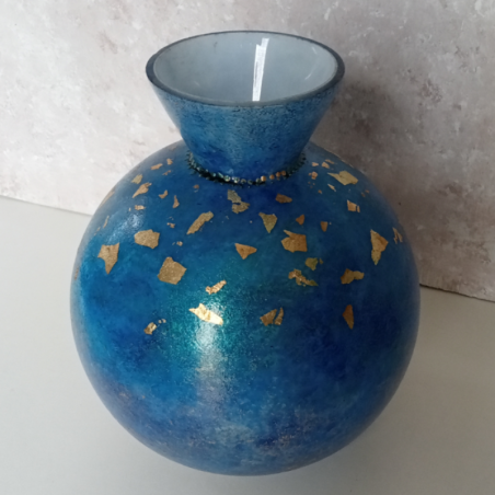 vase boule bleu