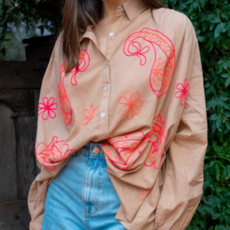 Chemise coton broderies 